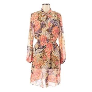 Lauren Ralph Lauren Tie Neck Spring Floral Chiffon Long Sleeve Dress Size 4